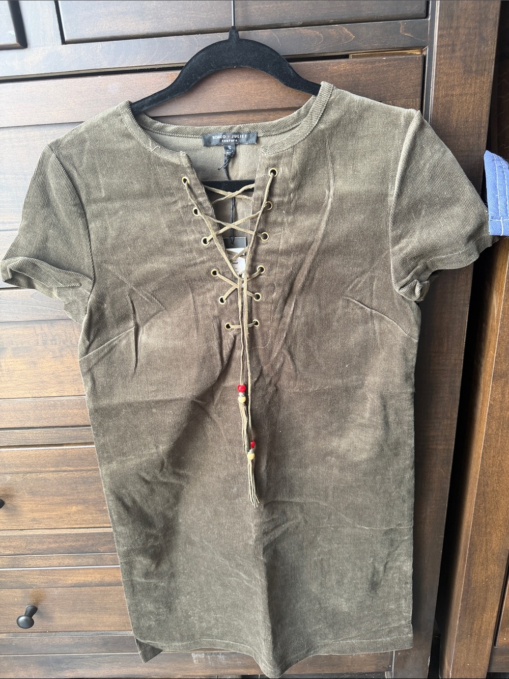 Romeo and Juliet Couture shift corduroy mini dress in a soft brown